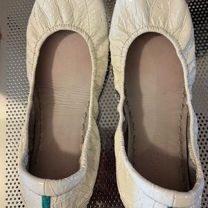 Diamond White Croc Tieks—well worn